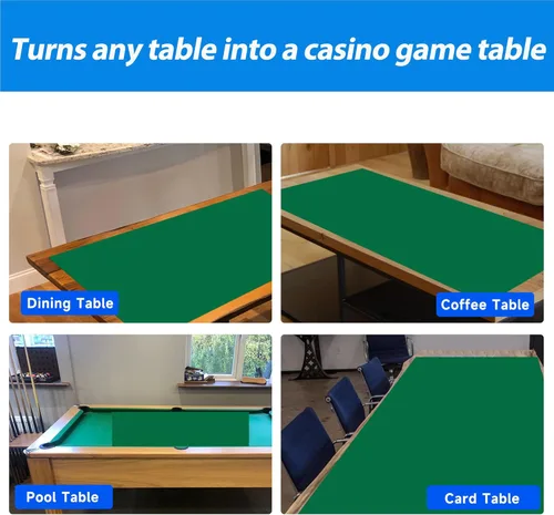 Miniatura 4 de GSE Games & Sports Expert 36" x 72" Casino Layout Felt, Professional Casino Tabletop Mat for Parties, Casino Poker Game Night