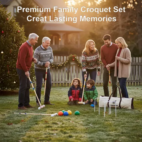 Miniatura 2 de Juego de croquet para adultos de 28 pulgadas con mazos de madera, bolas de colores, bolsa de transporte resistente para adultos y niños, perfecto