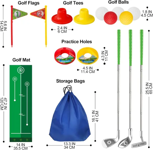 Miniatura 5 de Liberry Juego de golf para niños pequeños, palos de golf retráctiles con tapete de putting y bolsa de almacenamiento para niños de 2, 3, 4, 5 años