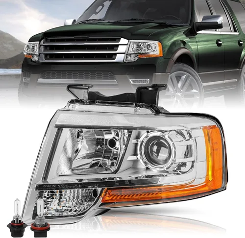 TUSDAR Conjunto de faros delanteros con bombillas para Ford Expedition 15, 16, 17, lado izquierdo del conductor, repuesto de faros delanteros