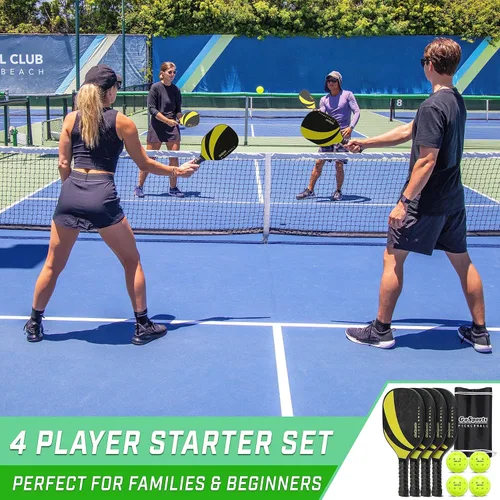Miniatura 2 de GoSports Juego de Pickleball - Clásico, Retro, Azul Acero, o Amarillo - Incluye 4 Palas, 4 Pickleballs de Regulación y Estuche de Transporte 4
