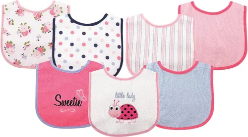 Miniatura 16 de Luvable Friends Baby Cotton Terry Drooler Bibs with PEVA Back, Transportation, One