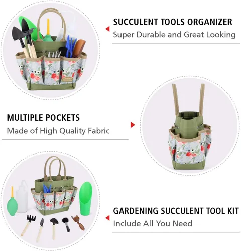 Miniatura 2 de G GOOD GAIN Kit de suculentas de jardín con bolsa organizadora, 15 herramientas para suculentas, juego de mini herramientas de jardinería de mano