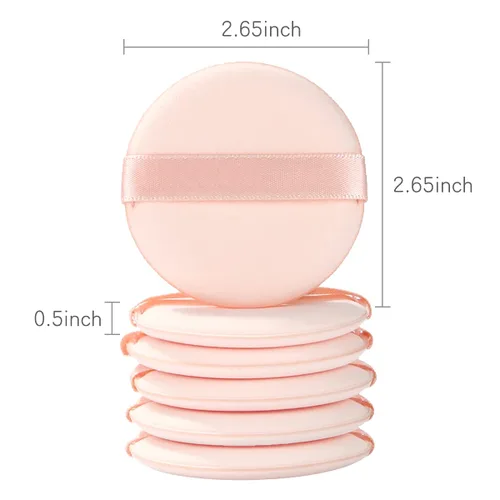 Miniatura 2 de 6 piezas de algodón puro súper suave, lavable, suelto, soplo de polvo, 2.65 pulgadas redondo para maquillaje de base