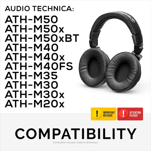 Miniatura 3 de Brainwavz ProStock ATH M50X - Almohadillas mejoradas, mejora la comodidad y el estilo sin cambiar el sonido. Almohadillas diseñadas para auriculares