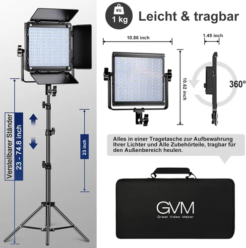 Miniatura 6 de GVM RGB LED Panel de luz de video, iluminación de fotografía con control de aplicación, kit de iluminación de video 800D para YouTube Studio