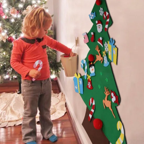 Miniatura 8 de OurWarm Árbol de Navidad de fieltro para niños, árbol de Navidad de 3 pies con 30 adornos de purpurina para niños, regalos de Navidad, decoración