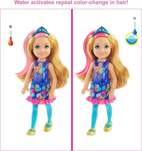 Miniatura 4 de Muñeca Barbie Color Reveal con 6 sorpresas: 4 bolsas con falda o pantalón zapatos tiara y globo el agua revela el aspecto de la muñeca