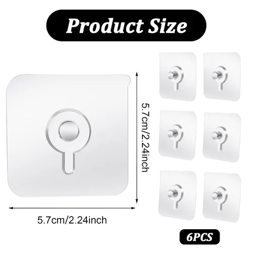 Miniatura 2 de Mabor Ganchos adhesivos sin taladro, 6 piezas de colgadores de fotos de plástico sin uñas, colgadores de pared sin clavos, colgador de foamboard