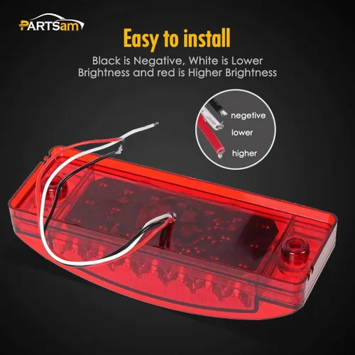 Miniatura 5 de Partsam 2 luces LED rectangulares rojas de 6 pulgadas y luces de remolque de holgura, 21 diodos con reflectores, impermeables, 12 V, selladas, 6 x