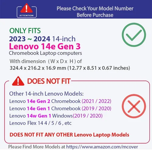 Miniatura 3 de mCover Funda compatible solo para computadoras portátiles tradicionales Lenovo 14e Chromebook Gen 3 2023-2024 de 14 pulgadas