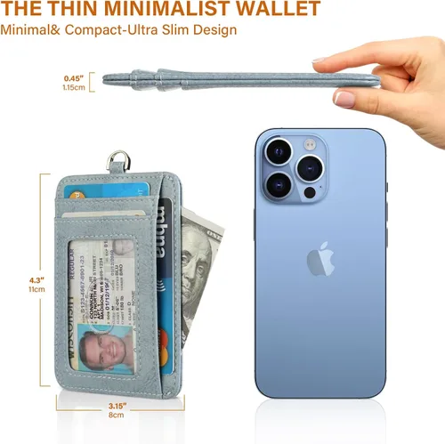 Miniatura 4 de Lavemi Slim RFID Blocking Card Holder Minimalist Leather Front Pocket Wallet for Women