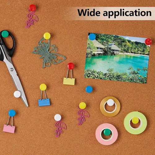 Miniatura 4 de Outus 100 pines gigantes para pulgares grandes, cabezales de plástico, de 1 pulgada, para tablero de corcho, mapas, pósteres de oficina y escuela