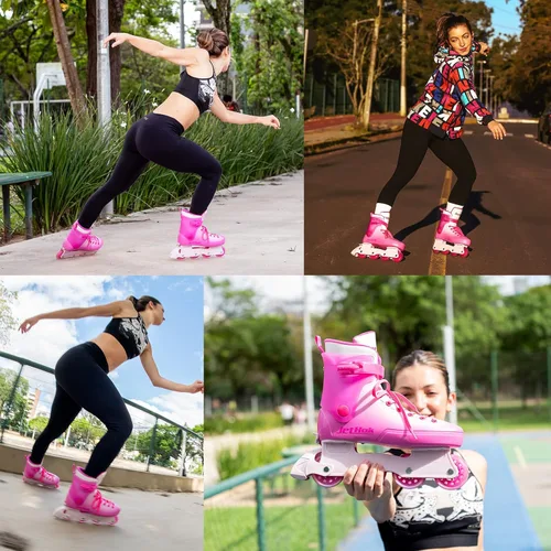 Miniatura 3 de Inlineskates - Patines en línea para mujeres y niñas, tamaño ajustable, freno extraíble, rodamientos ABEC-7, para patinaje en interiores