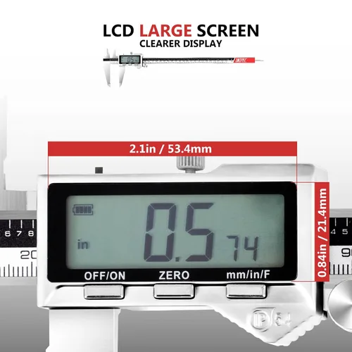Miniatura 4 de Pinza recargable de 12 pulgadas, herramienta de medición de micrómetro Vernier de acero inoxidable con pantalla LCD grande