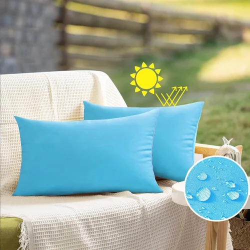 Miniatura 31 de VAKADO - Juego de 2 fundas de cojín decorativas impermeables para exteriores, 16x16 pulgadas, para sofá, jardín, banco, porche, decoración de Aqua