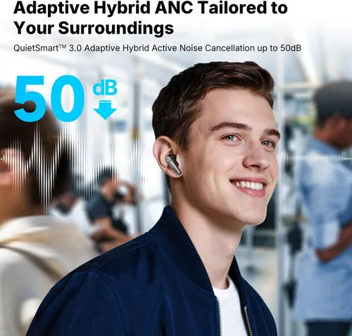 Miniatura 4 de EarFun Air Pro 4+ Auriculares inalámbricos con cancelación de ruido adaptativa, Qualcomm aptX sin pérdida, controladores duales, auriculares de Negro
