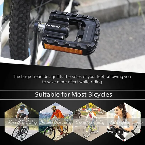 Miniatura 6 de KABON Pedales de bicicleta plegables, pedales plegables de bicicleta con aluminio, pedales de ciclismo antideslizantes universales de 9/16 pulgadas
