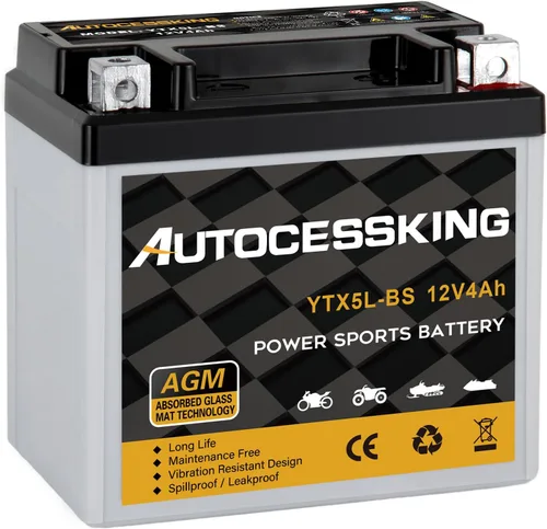 Miniatura 14 de Autocessking YTX4L-BS - Batería de motocicleta de 12V 3Ah recargable, libre de mantenimiento, sellada AGM, batería de reemplazo para Powersport, ATV