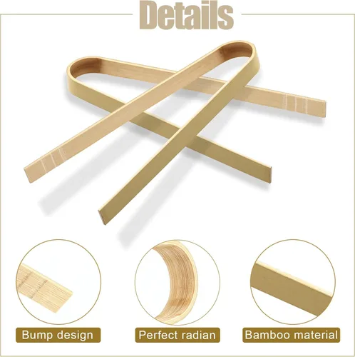 Miniatura 3 de LUTER 20 pinzas de madera de 4.72 pulgadas, utensilios de cocina desechables, mini pinzas de bambú naturales para pan y té, cocina