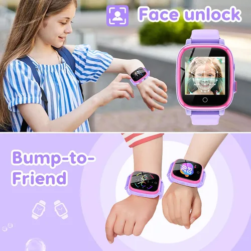 Miniatura 6 de cjc Reloj inteligente 4G para niños con rastreador GPS, aplicable globalmente, mensajes de texto y llamadas, reloj para niños de 4 a 12 años