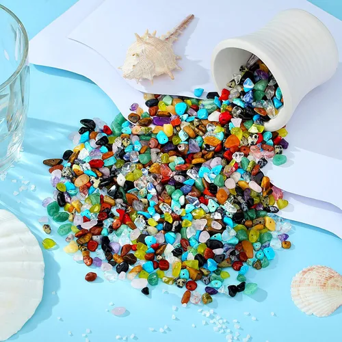 Miniatura 3 de ZHIYUXI 400 cuentas para hacer joyas, cuentas multicolor de 0.197-0.315 in, piedras preciosas de piedra natural, cuentas sueltas irregulares a