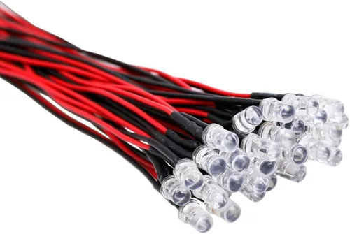 30 luces LED precableadas de 13/64 pulgadas, color rojo, 12 V, diodos emisores de luz, 7.9 pulgadas, de corriente continua, luces LED pequeñas con