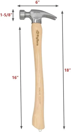 Miniatura 3 de Big Horn 15101 - Martillo para enmarcar con mango curvado de 21 onzas, cara fresada, arrancador magnético de uñas, garra antianillo, cabeza de acero