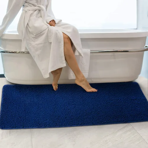 Alfombras de baño Secura, 47 x 28 pulgadas, extra suaves y gruesas, alfombra de baño absorbente de agua, lavable a máquina, alfombras de baño Azul