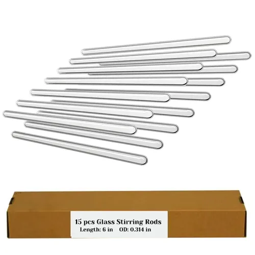 Miniatura 10 de Paquete de 15 varillas mezcladoras de vidrio: Diámetro 0.196 pulgadas, longitud 8 pulgadas, varillas de vidrio para agitar de vidrio borosilicato