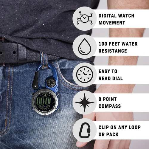 Miniatura 4 de Dakota Clip digital, reloj de clip, alarma, cronómetro, temporizador y reloj de doble hora, regalos al aire libre para hombres y mujeres, uso