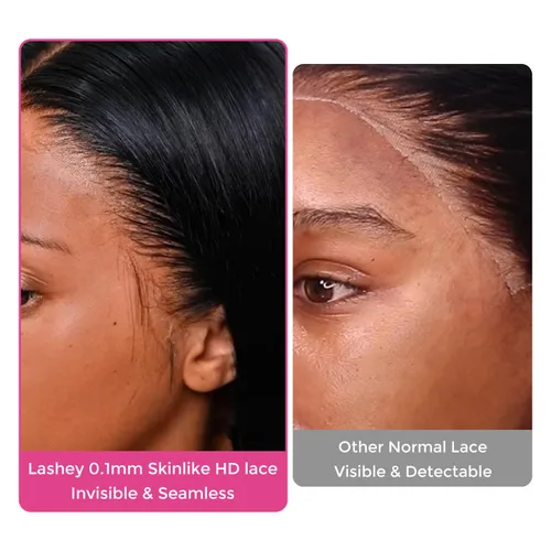 Miniatura 4 de Lashey Pelucas de cabello humano lacio tipo afro de 5 x 5, cierre de encaje HD transparente, densidad del 180 % prearrancada con nudos blanqueados