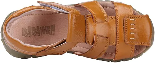 Miniatura 3 de DADAWEN - Sandalias deportivas de cuero para niños y niñas, puntera cerrada, para exteriores (para bebés, niños pequeños y grandes)