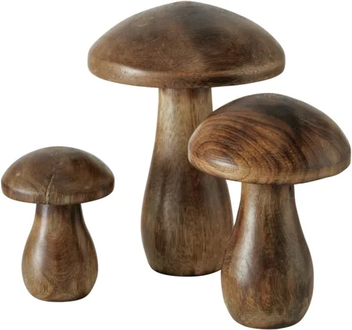 WHW Whole House Worlds Farmers Market - Juego de 3 figuras decorativas, arte de madera de mango oscuro, 4.75 pulgadas