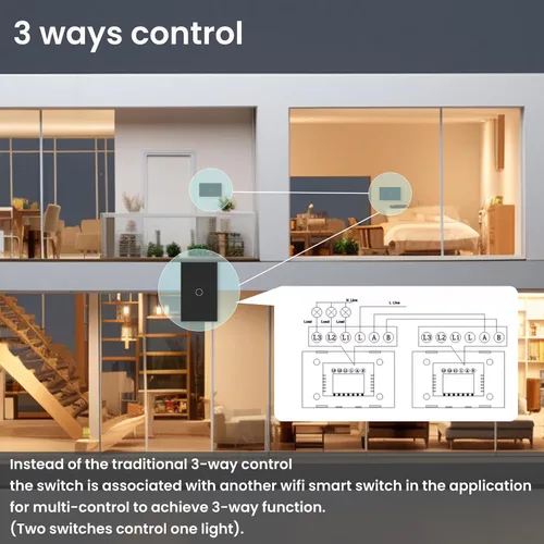 Miniatura 7 de Interruptor de luz inteligente de 4.65 x 2.83 x 1.34 pulgadas, necesita cable neutro, interruptor táctil Wi-Fi de 2.4 GHz, funciona con Smart