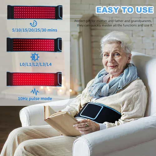 Miniatura 6 de Terapia de luz roja, terapia de luz infrarroja para cuerpo, cintura, espalda, hombro, pierna, alivio muscular, rodilla, 3 chips en 1, 660 nm, 850