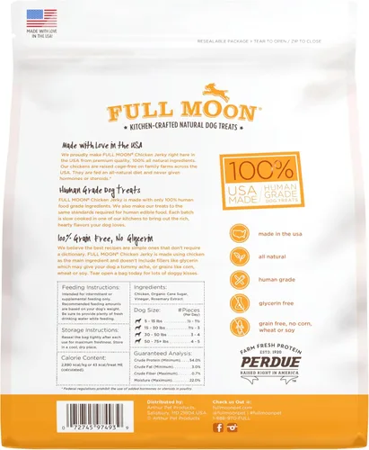 Miniatura 2 de Full Moon - Cecina de pollo para perros saludable, natural y de grado humano, sin granos, hecha en EE. UU., 1.5 libras (Paquete de 1)