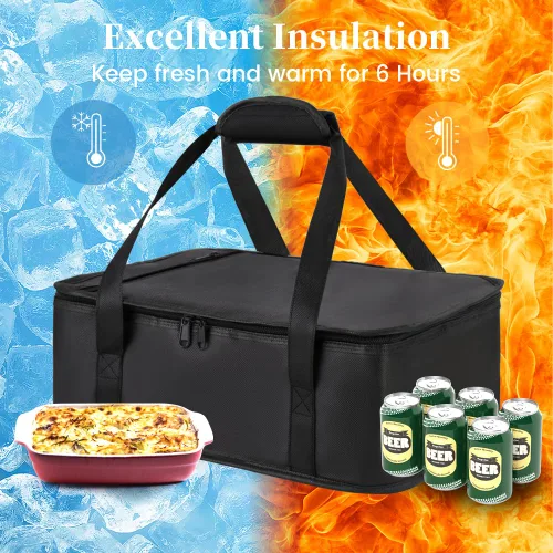 Miniatura 4 de Bodaon Bolsa aislante para cazuela, se adapta a platos de horno de 9 x 13 y 11 x 15 pulgadas con tapa, portadores de cazuela para alimentos Negro