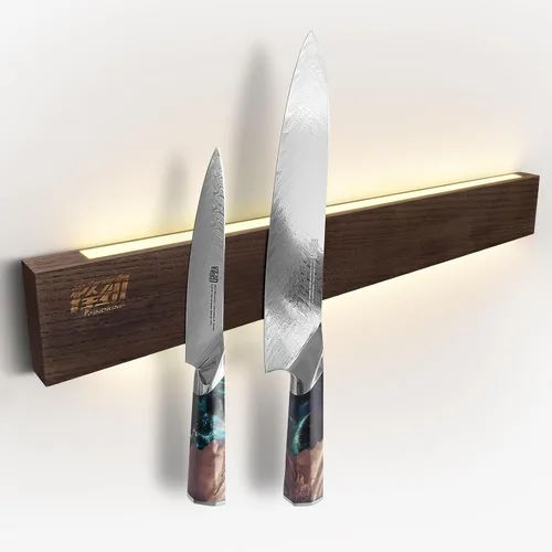 FINDKING Tira magnética iluminada para cuchillos de 18 pulgadas, soporte de utensilios LED retroiluminado para pared y refrigerador, estante