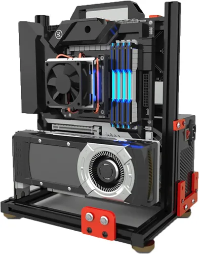 Miniatura 4 de Aleación de aluminio Caso abierto Gaming Computer Chassis Soporte de escritorio Caja de refrigeración por agua Eatx Personalidad Creatividad EATX