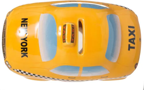 Miniatura 3 de Hucha de cerámica para taxi de la ciudad de Nueva York, con licencia oficial, diseño amarillo y a cuadros, 6 pulgadas de largo x 3.5 pulgadas