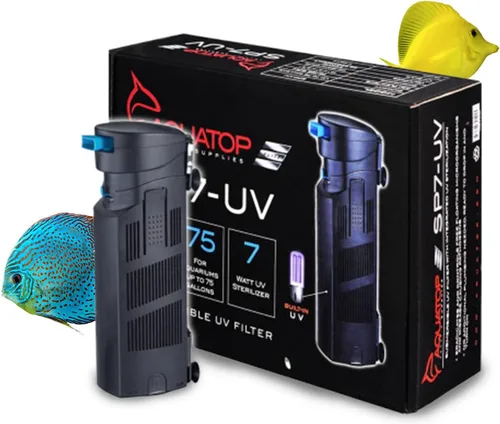 Miniatura 9 de Aquatop Filtro nano sumergible de 5 W, para 10-30 galones, caudal de 66 GPH, para agua cristalina, ideal para uso en agua dulce y salada, SPNANO-UV
