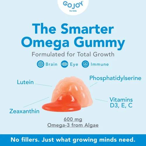 Miniatura 4 de GOJOY Kids Gomitas de Omega 3 DHA – Sin eructos de pescado, sin azúcar – Apoyo al cerebro, ojos y sistema inmunológico – Omega-3 de origen vegetal