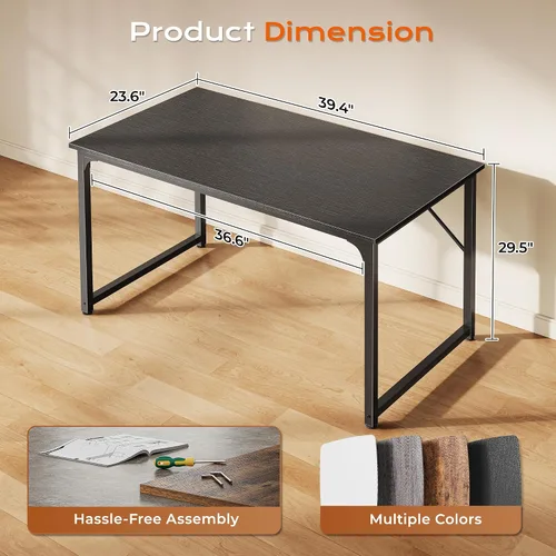 Miniatura 2 de PRAISUN Escritorio de 40 x 24 Pulgadas con Escritorio Más Profundo, Escritorio para Computadora de Oficina de Juegos, para Trabajo, Estudio, Negro