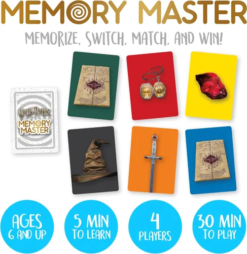 Miniatura 2 de AQUARIUS Juego de cartas maestras de memoria de Harry Potter, divertido juego de fiesta familiar para niños, adolescentes y adultos, regalo