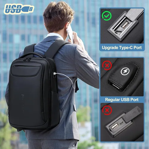 Miniatura 6 de Mochila de negocios FENRUIEN para hombres profesionales, Negro, Ampliable
