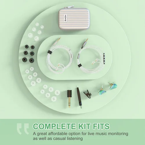 Miniatura 5 de BASN - Auriculares intrauditivos con monitor para músicos, auriculares con aislamiento de ruido de triple conductor con 2 cables MMCX desmontables