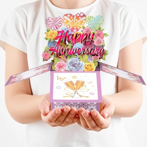 Miniatura 4 de Giiffu Tarjeta de feliz aniversario, tarjetas de aniversario emergentes en 3D, regalos para él, ella, esposa, marido, pareja, con sobre y tarjeta