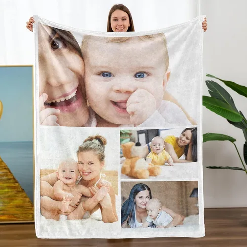 Miniatura 14 de Mantas personalizadas con fotos, manta personalizada con nombre de imagen para esposa, marido, novio, novia, aniversario, Navidad, cumpleaños, 1 Foto