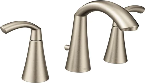 Moen Glyde T6173BN - Grifo de fregadero de baño moderno de arco alto de 8 pulgadas de níquel cepillado, requiere válvula, T6173BN